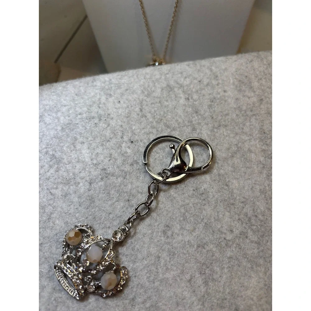 #3. Silver-toned Crown Key Chain Bag Charm